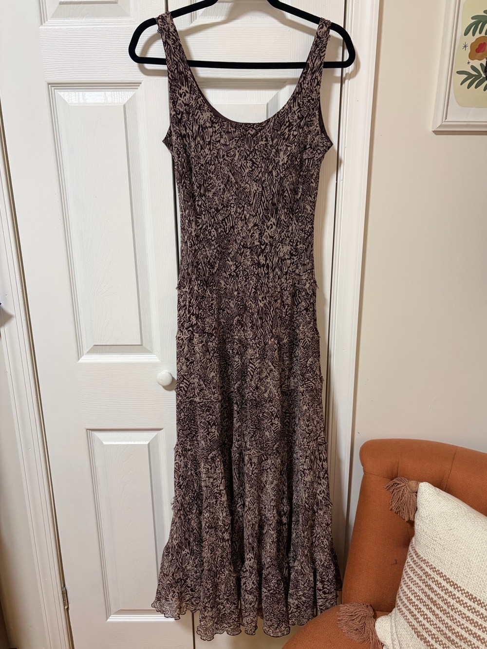 Jones New York brown patterned fully lined midi dress